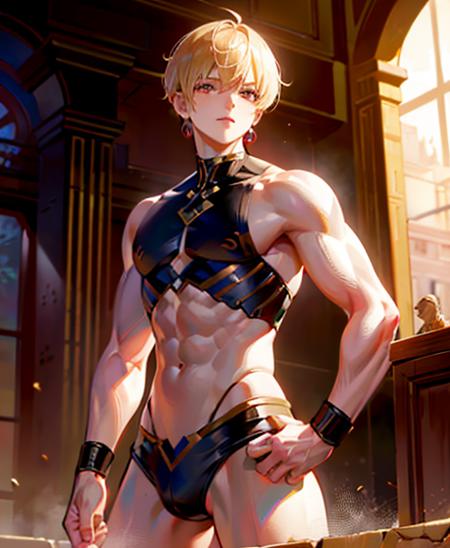03434-2264940942-contrapposto, steam,looking away,(finely detailed beautiful eyes_ 1.2),beautiful detailed nose, gilgamesh, 1boy, blond short hai.png